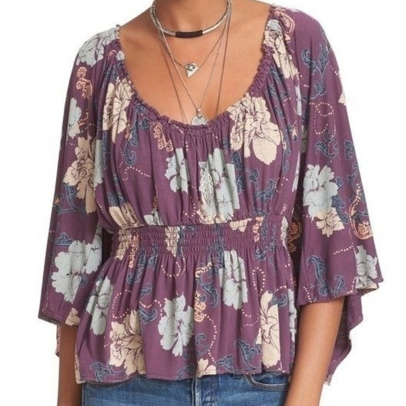 Free People Glenside Floral Bell Sleeve Top - Picture 1 of 4